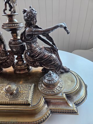 Antigua escribanía S.XIX.no plata.2 caras.Completa