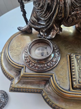 Antigua escribanía S.XIX.no plata.2 caras.Completa