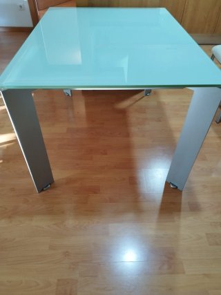 Mesa extensible comedor cristal y metal