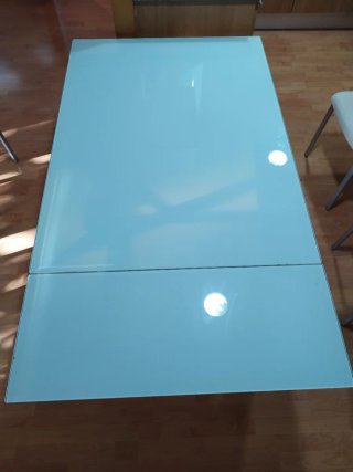 Mesa extensible comedor cristal y metal