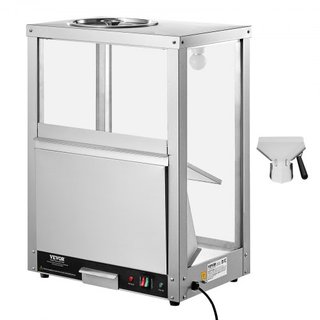 Calentador de Nachos Comercial, Máquina Calentadora de 80L con Base Calentadora y Luz de Calentamiento, Máquina de Nachos con Tablero de Deflexión, Acero Inoxidable, para Nachos, Palomitas, Papas ...