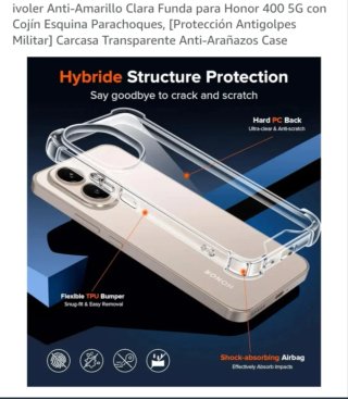 Funda Transparente Honor 400 5G Anti-Golpes