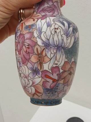 Vaso Cinese Vintage Cloisonné Floreale