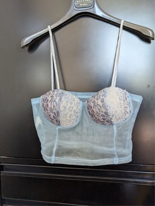 Top corsetto Push up pizzo blu tg.S. Italia