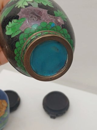 Coppia Vasi Cinesi Vintage Cloisonné