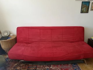 Divano letto design sfoderabile rosso