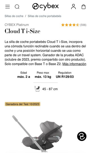 Silla coche Cybex 0-24 meses (13kg)
