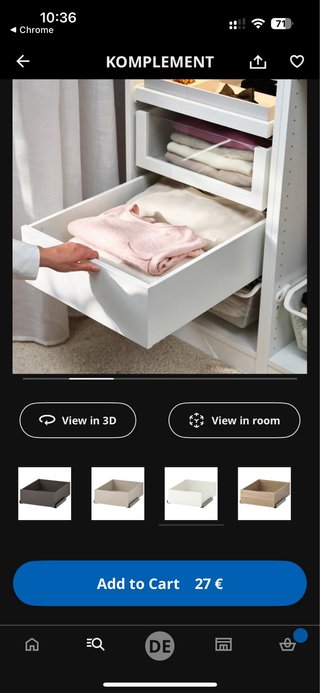 3 cajones IKEA KOMPLEMENT + 1 cajón de malla.