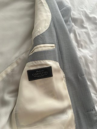 Americana de moda rayas azul y blanco