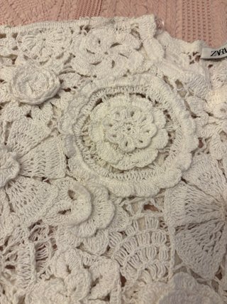Vestido Zara Crochet Blanco Talla L con etiqueta