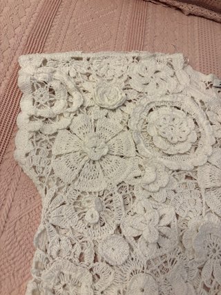 Vestido Zara Crochet Blanco Talla L con etiqueta