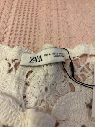 Vestido Zara Crochet Blanco Talla L con etiqueta