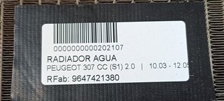 PEUGEOT 307 CC (S1) 2.0 RADIADOR AGUA
