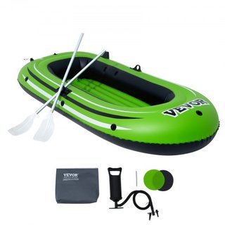 Barca Gonfiabile, Barca da Pesca Gonfiabile per 2 Persone, Kayak Raft Portatile in PVC Resistente, Include Remi in Alluminio da 45,6 Pollici, Pompa ad Alta Portata e Supporti per Canne da Pesca, Capac...