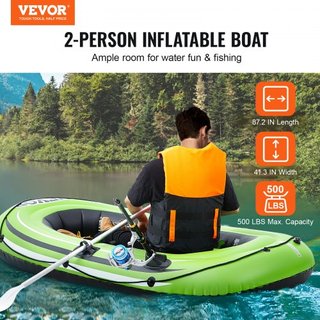 Barca Gonfiabile, Barca da Pesca Gonfiabile per 2 Persone, Kayak Raft Portatile in PVC Resistente, Include Remi in Alluminio da 45,6 Pollici, Pompa ad Alta Portata e Supporti per Canne da Pesca, Capac...