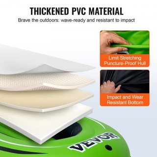 Barca Gonfiabile, Barca da Pesca Gonfiabile per 2 Persone, Kayak Raft Portatile in PVC Resistente, Include Remi in Alluminio da 45,6 Pollici, Pompa ad Alta Portata e Supporti per Canne da Pesca, Capac...