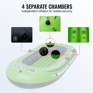 Barca Gonfiabile, Barca da Pesca Gonfiabile per 2 Persone, Kayak Raft Portatile in PVC Resistente, Include Remi in Alluminio da 45,6 Pollici, Pompa ad Alta Portata e Supporti per Canne da Pesca, Capac...
