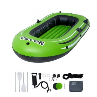 Barca Gonfiabile, Barca da Pesca Gonfiabile per 2 Persone, Kayak Raft Portatile in PVC Resistente, Include Remi in Alluminio da 45,6 Pollici, Pompa ad Alta Portata e Supporti per Canne da Pesca, Capac...