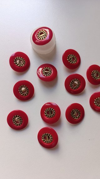 Lote 12 botones vintage rojos con cadena dorada