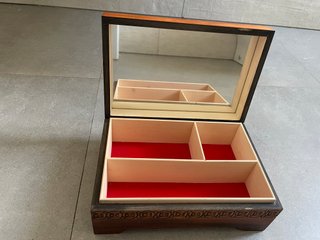 Caja Joyero Madera Tallada Vintage Espejo