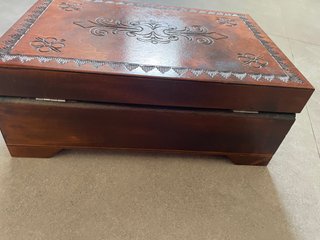 Caja Joyero Madera Tallada Vintage Espejo