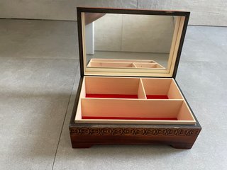 Caja Joyero Madera Tallada Vintage Espejo