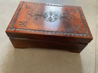 Caja Joyero Madera Tallada Vintage Espejo