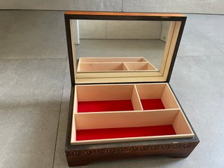 Caja Joyero Madera Tallada Vintage Espejo