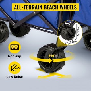 Carro Plegable con Toldo, Carro Plegable de 220 lbs, Carro de Playa con Ruedas Grandes y Toldo con Mangos Ajustables para Empujar y Tirar