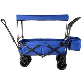 Carro Plegable con Toldo, Carro Plegable de 220 lbs, Carro de Playa con Ruedas Grandes y Toldo con Mangos Ajustables para Empujar y Tirar