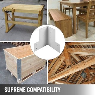Soportes de Esquina para Banco de Trabajo 8 PCs Kit de Soportes para Mesa de Taller 48 LBS Soportes de Esquina para Mesa de Taller de 4 mm Ángulo Recto Color Blanco Acero Galvanizado Soportes Elev...