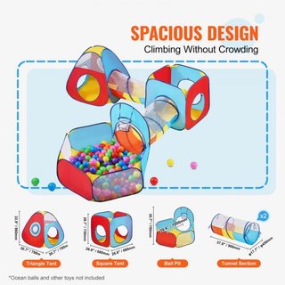 5 en 1 Carpa de Juego para Niños con Túnel, Aro de Baloncesto para Niños, Niñas, Bebés y Niños Pequeños, Casa de Juego Plegable para Interior/Exterior con Bolsa de Transporte y Correas de Sujeción...