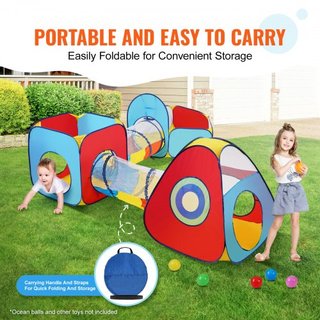 5 en 1 Carpa de Juego para Niños con Túnel, Aro de Baloncesto para Niños, Niñas, Bebés y Niños Pequeños, Casa de Juego Plegable para Interior/Exterior con Bolsa de Transporte y Correas de Sujeción...