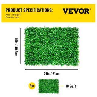 Panel de Boxwood Artificial UV 4pcs Paneles de Seto de Boxwood Pared de Césped Artificial 24X16" 4 cm Pared de Césped Verde Seto Falso para Decoración Cerca de Privacidad Interior Exterior Jardín ...