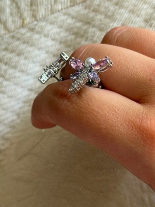 Orecchini Swarovski libellula rosa e viola