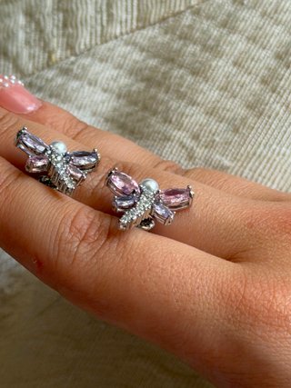 Orecchini Swarovski libellula rosa e viola