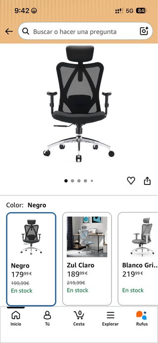 Silla de oficina ergonómica negra
