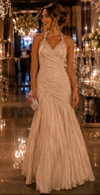 Vestido largo dorado elegante