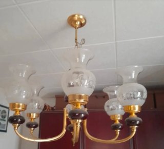 Lámpara araña clásica dorada cristal