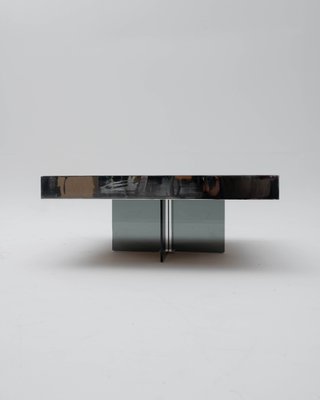 Mesa centro estilo François Monnet cristal y metal