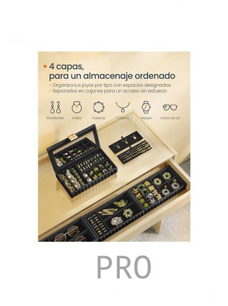 Joyero Apilable con Espejo, Organizador Joyero 4 Capas