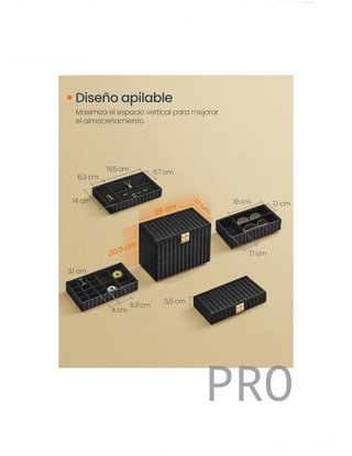 Joyero Apilable con Espejo, Organizador Joyero 4 Capas