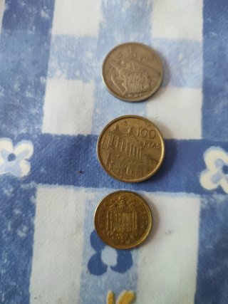 Lote  Monedas España 100, 50, 25 PTAS. Ganga.