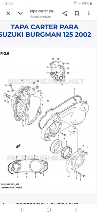 Tapas Transmisión Suzuki Burgman UH