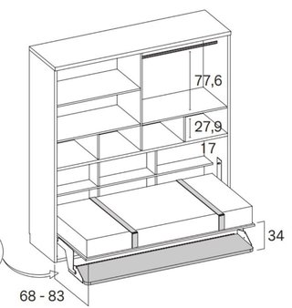 CAMA ABATIBLE CON ARMARIO SUPERIOR RMB 90×190.