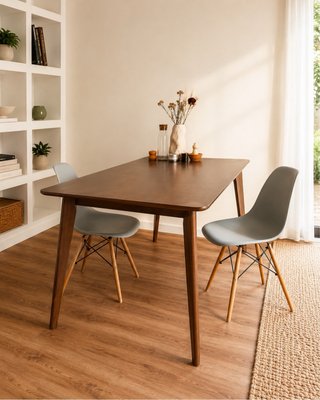 Mesa comedor MDF y madera de caucho, Sklum