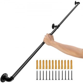 Passamani per Scale in Tubo, Passamani per Scale da 213.4 cm, Passamani in Tubo di Acciaio al Carbonio con Capacità di Carico 199.6 kg, Passamani in Tubo Industriale con Supporto di Montaggio a Parete