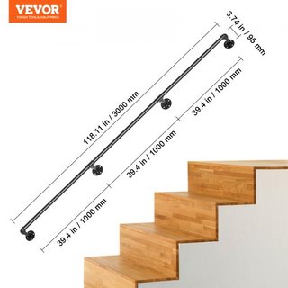 Passamani per Scale in Tubo, Passamani per Scale da 304.8 cm, Passamani in Tubo di Acciaio al Carbonio con Capacità di Carico 199.6 kg