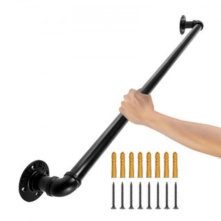 Passamani per Scale in Tubo, Passamani per Scale da 91,4 cm, Passamani in Tubo di Acciaio al Carbonio con Capacità di Carico 199,6 kg, Passamani in Tubo Industriale con Supporto a Parete...