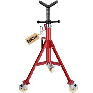 Supporto per tubi, supporto per gatti a tubo, supporto per tubi con testa a V regolabile in altezza 71,12-132,08 cm, supporti per gatti per tubi con ruote, supporti per tubi pieghevoli portatili da 0,3175 a...